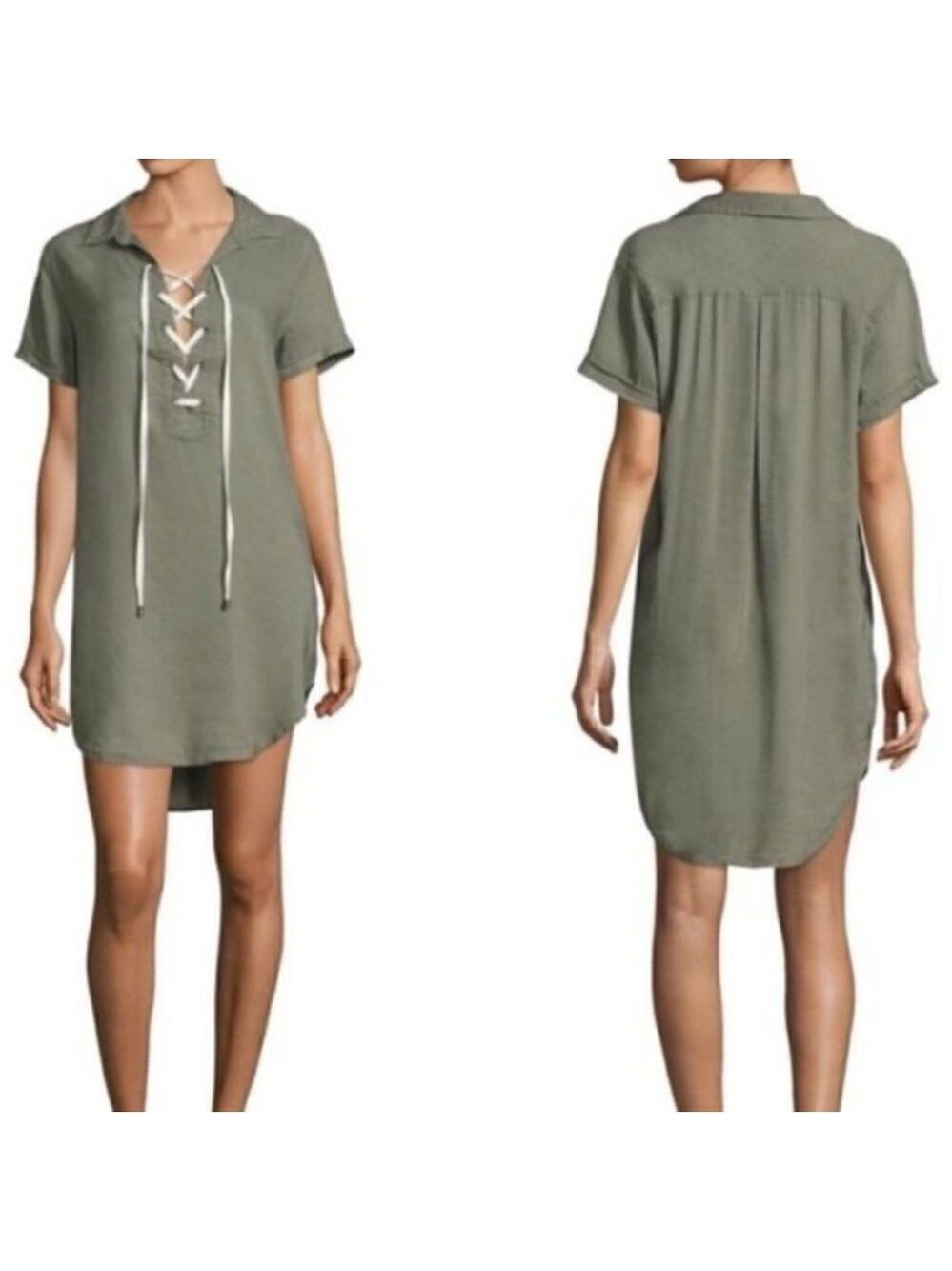 Rails Rocky Lace-Up Linen Blend Dress in Sage Sz Small
